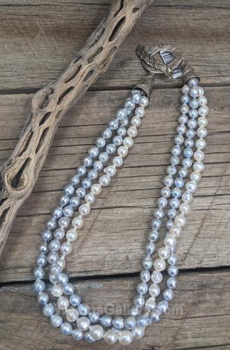 triple strand Alcoya pearls by Pam Springall